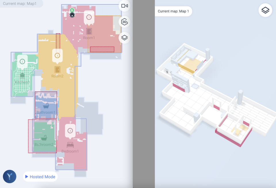 A composite of the maps made by the DEEBOT T10 Omni robot vacuum.