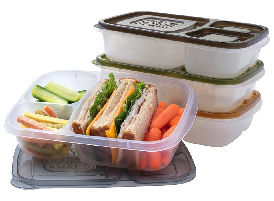 These BPA-free bento boxes maintain a sturdy closure while being kid-friendly. (Source: Amazon)