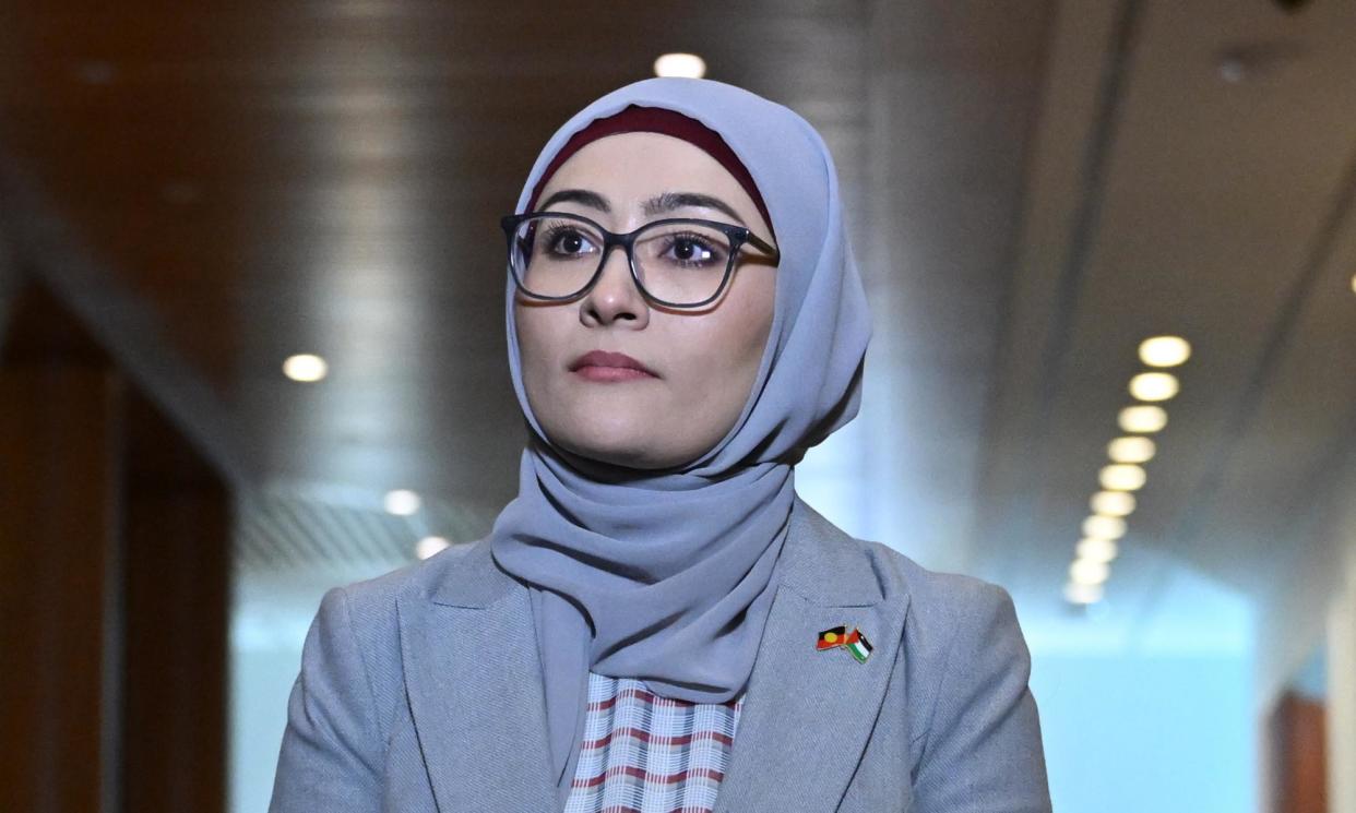 <span>After Anthony Albanese temporarily suspended Fatima Payman from caucus, Labor Friends for Palestine wrote to the senator declaring that she had ‘the support of thousands of rank-and-file ALP members’.</span><span>Photograph: Lukas Coch/AAP</span>