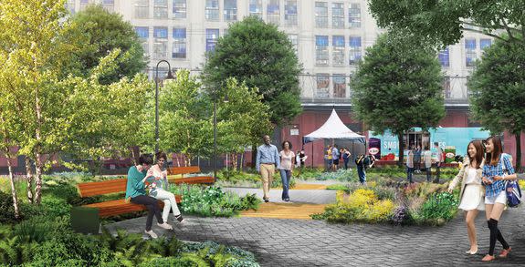 An artist's rendering of Hoboken's Southwest Park, a 1-acre "resiliency park" designed to manage stormwater.