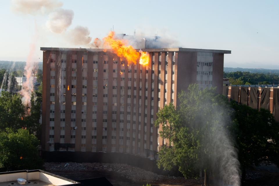 July 04, 2022; Tuscaloosa, AL, USA; The D.H. Griffin Wrecking crew imploded the old Julia Tutwiler residence hall on the campus of the University of Alabama Monday morning. Gary Cosby Jr.-The Tuscaloosa News