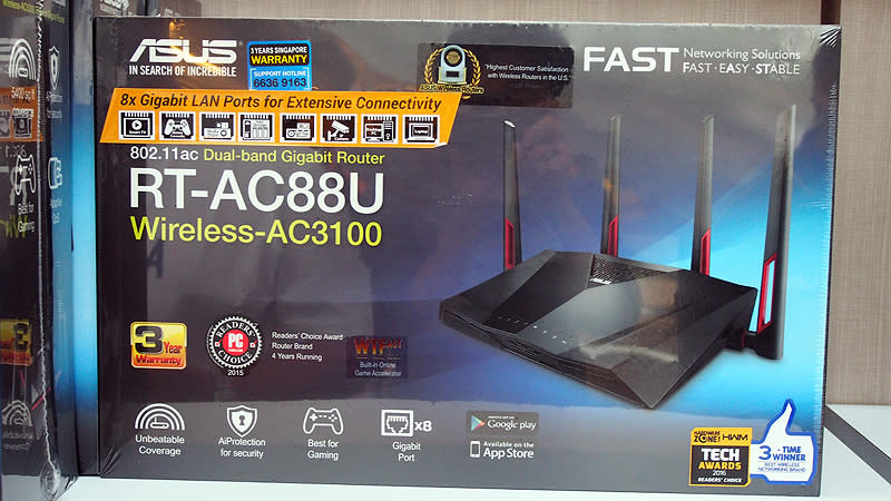 The ASUS RT-AC88U is a dual-band router with a combined throughput of 3100Mbps. It also supports the latest MU-MIMO technology. On the router are eight Gigabit Ethernet ports. You can find it for just S$409 (U.P. S$429) at Suntec L3 (Booth 305) / Hall 403 (Booth 8321) / Hall 601 (Booth 6811). Each purchase will net you a free ASUS Gaming Mouse and a free Samsonite bag too.