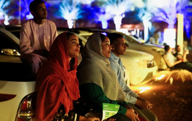 Sudanese watch films from their cars during festival