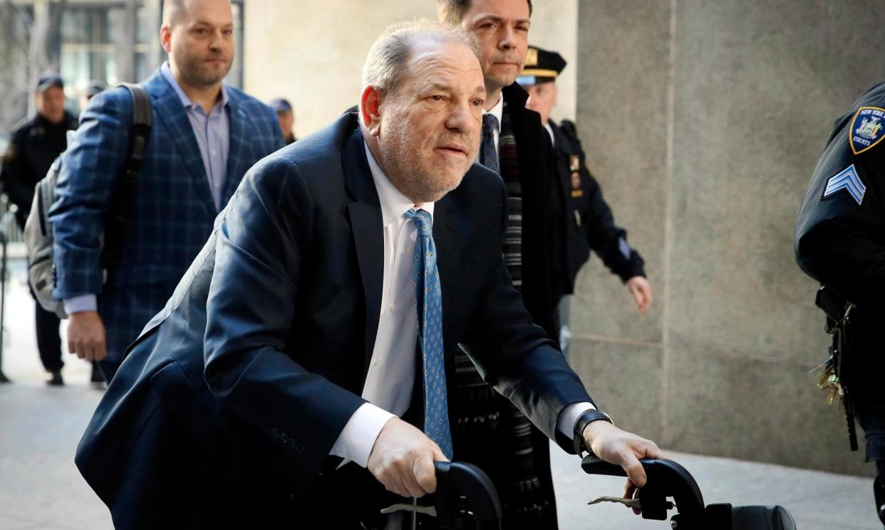 <span>Harvey Weinstein arrives at a Manhattan courthouse in New York, on 24 February 2020.</span><span>Photograph: John Minchillo/AP</span>