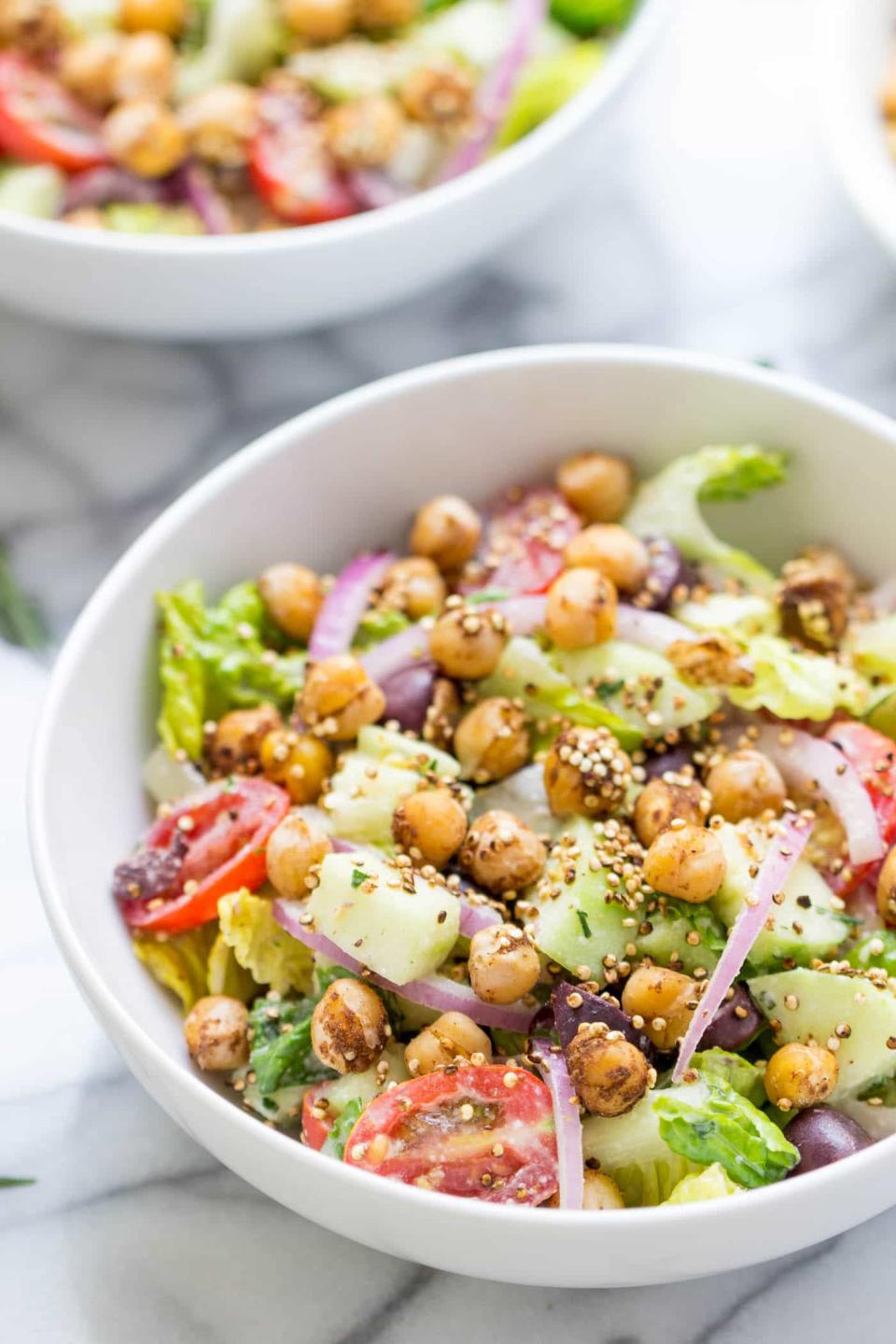 4. Vegan Chopped Salad With Spiced Chickpeas