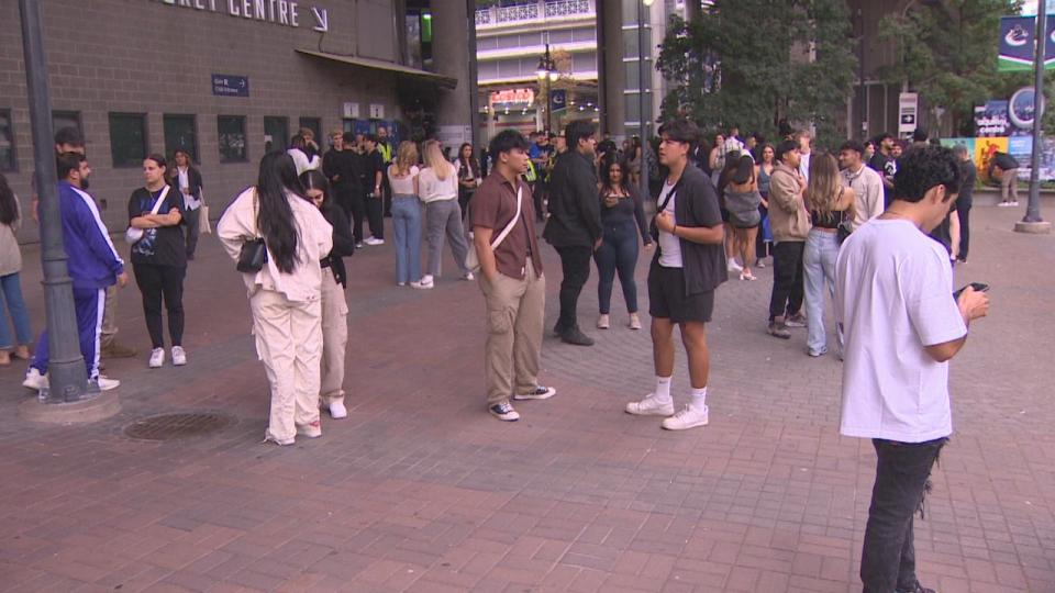 The scenes outside Rogers Arena in downtown Vancouver as thousands of disappointed fans were told that a Drake concert on Monday will be postponed to Wednesday.