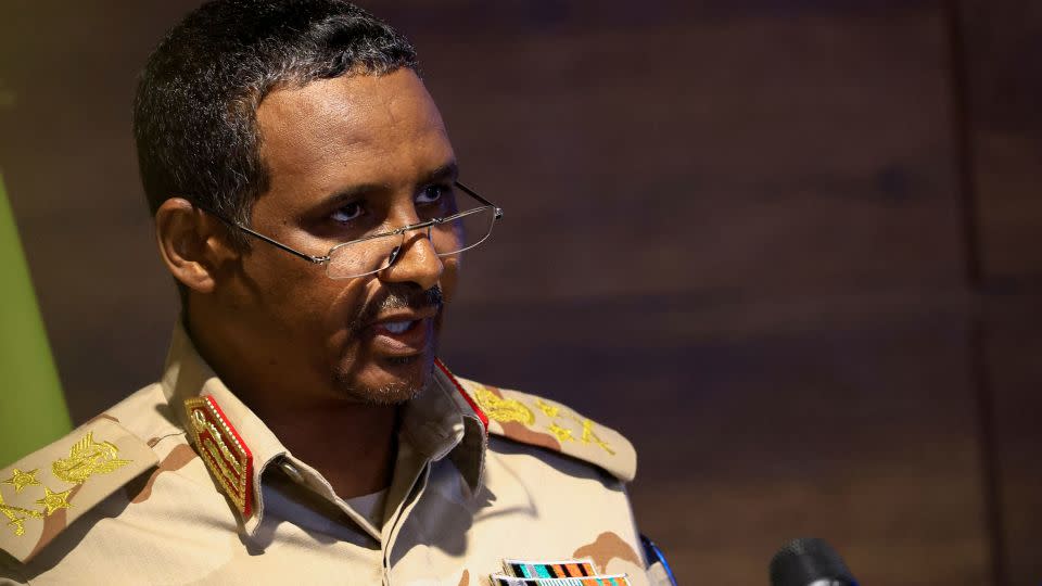 Rapid Support Forces leader General Mohamed Hamdan Dagalo speaks during a press conference at the Rapid Support Forces headquarters in Khartoum, Sudan, on February 19, 2023. - Mohamed Nureldin Abdallah/Reuters