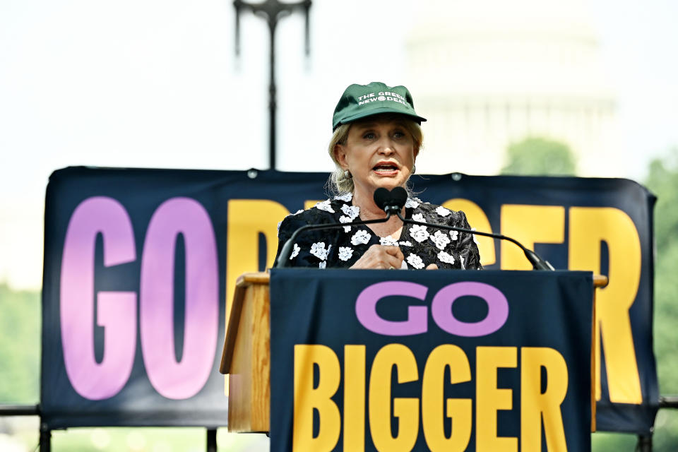 WASHINGTON, DC - JULY 20: Rep. Carolyn B. Maloney speaks at Go Bigger on Climate, Care, and Justice! on July 20, 2021 in Washington, DC. (Photo by Shannon Finney/Getty Images for Green New Deal Network)