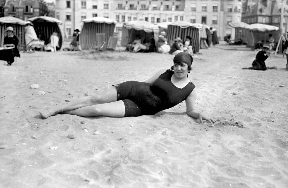 Swimmer on the beach, Deauville, France, 1920. (Photo: Maurice-Louis Branger/Roger Viollet/Getty Images)