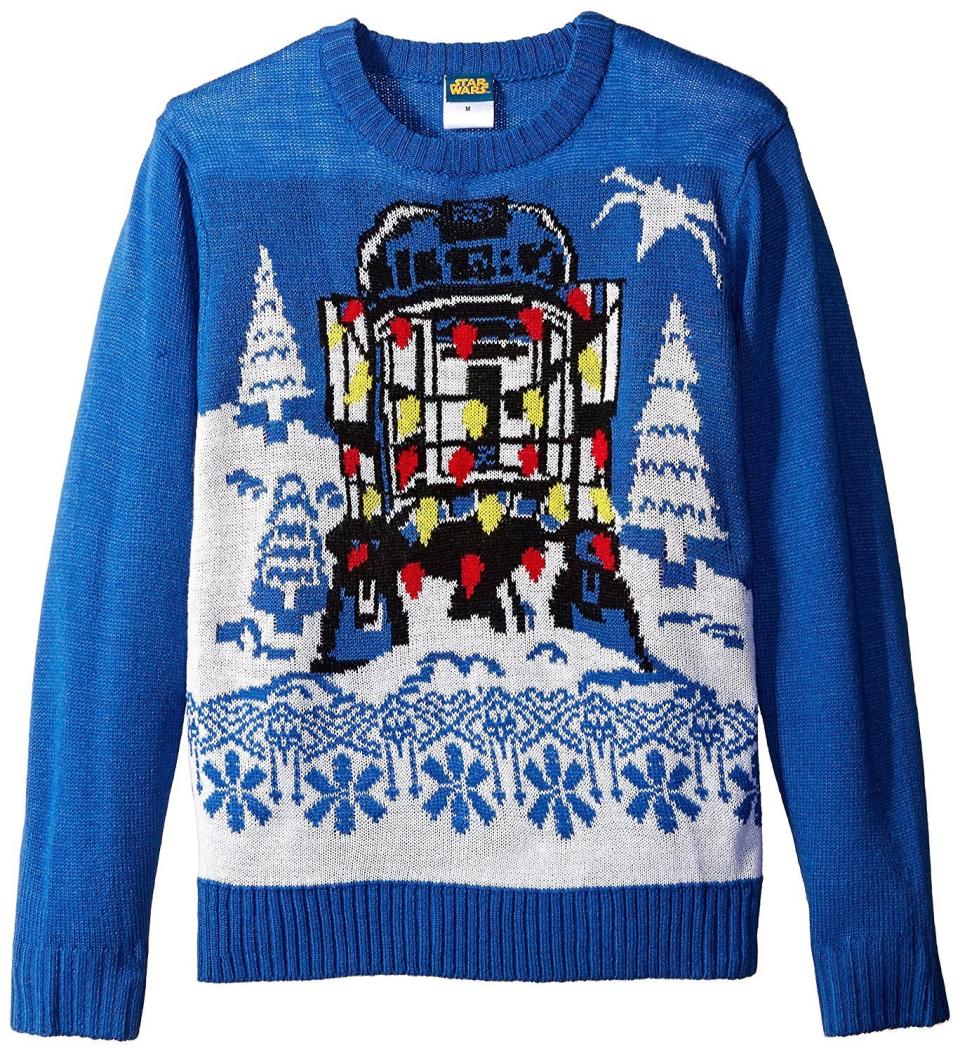 I don't know what I admire more about George Lucas: The way he regurgitated classic mythology tropes into a new series of legends or the shameless way he allowed his beloved characters <a href="http://www.uglychristmassweater.com/product/star-wars-decorated-r2d2-youth-blue-sweater/" target="_blank">to shill Christmas products.<br /><br /></a>Fun fact: Jon Bon Jovi once sang a song called&nbsp;<a href="https://www.youtube.com/watch?v=dUFZklIOFvg" target="_blank">"R2-D2 We Wish You A Merry Christmas."</a>