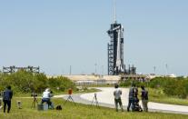 SpaceX Falcon 9 rocket is readied on Pad 39A for mission to ISS