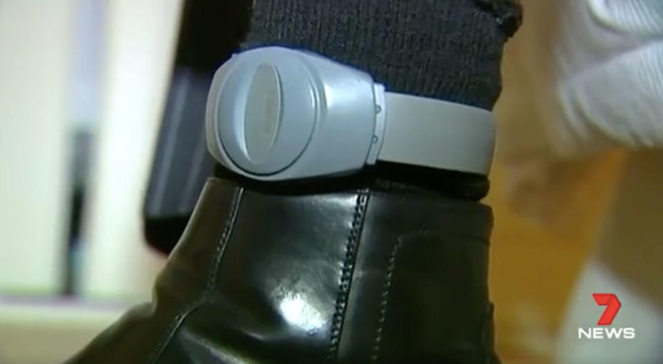 One of Narrier’s strict parole conditions was to wear a tracking device, similar to this, at all times. Source: 7 News