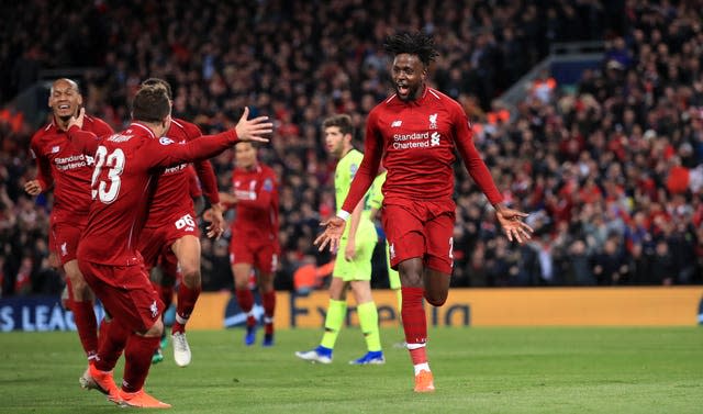 Liverpool’s Divock Origi scored the crucial fourth against Barcelona.