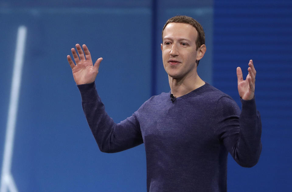 El jefe de Facebook Mark Zuckerberg en un evento en San Jose, California, el 1 de mayo del 2018. (AP Photo/Marcio Jose Sanchez, File)