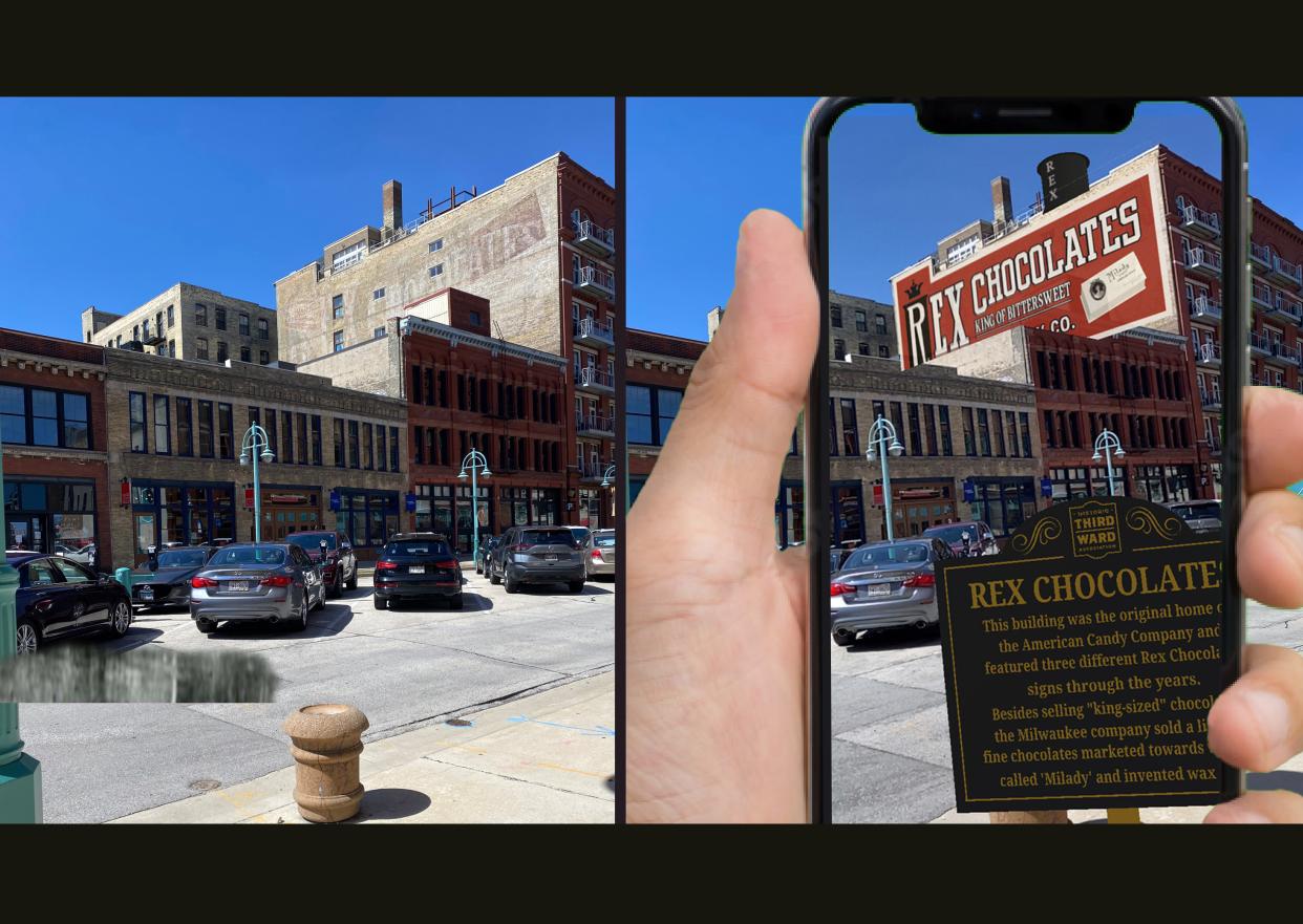 Hoffman York created an Augmented History tour of the Third Ward, where people can hold their phones up to the sides of buildings to see what "ghost sign" advertisements used to look like in Milwaukee's history.