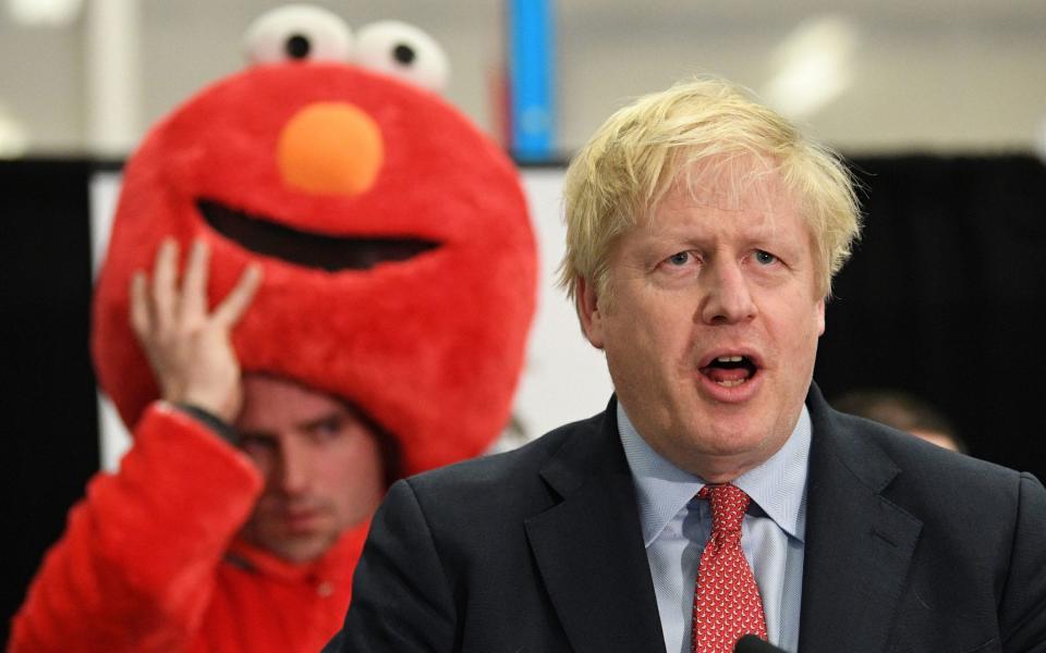 Boris Johnson giving his victory speech in Uxbridge at the last election, in December 2019 - PA