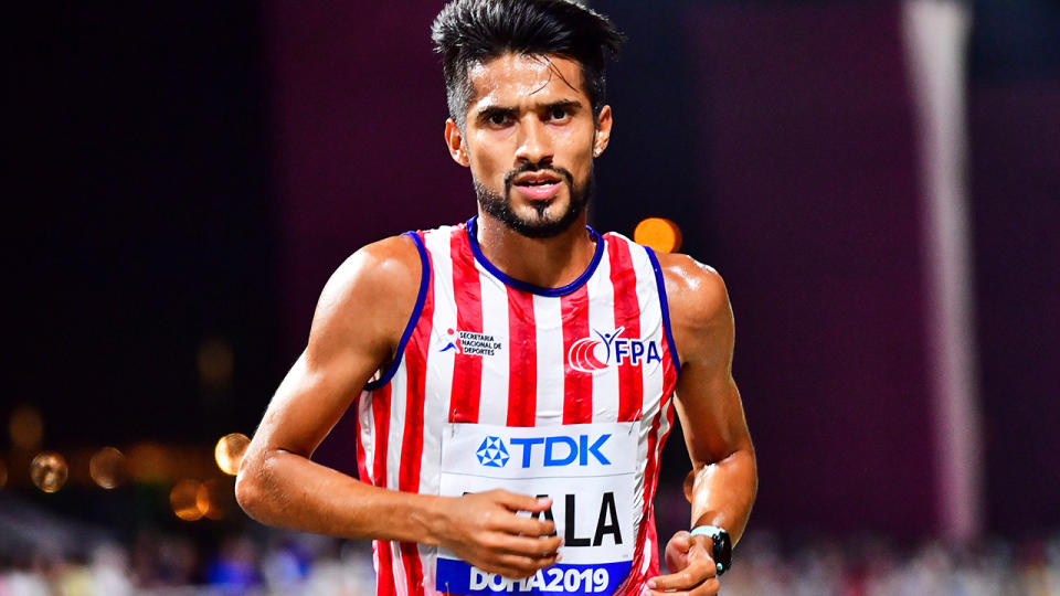 Derlys Ayala, pictured here during the marathon at the 2019 Athletics World Championships.