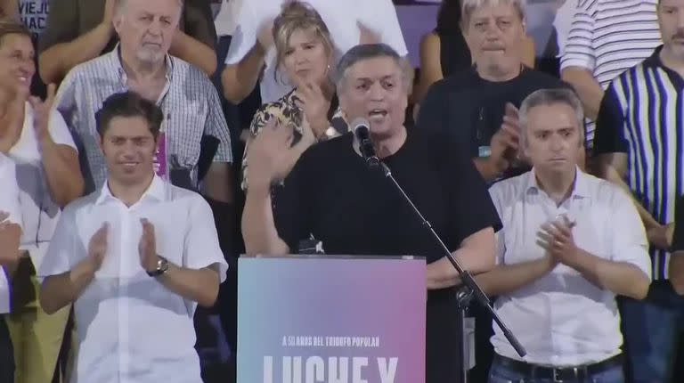 Máximo Kirchner en su discurso en Avellaneda, donde pronunció la frase que dedicó a Kicillof