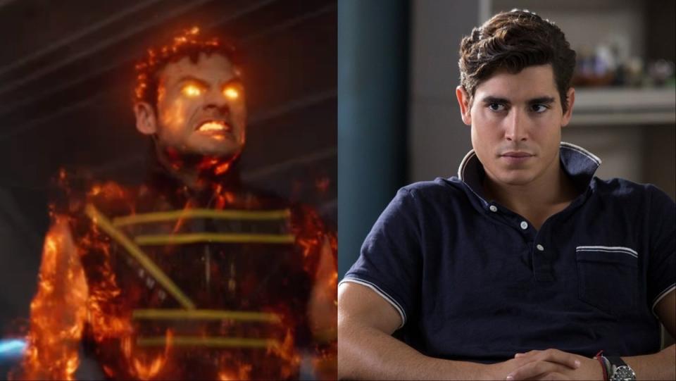 Adan Canto as Sunspot in X-Men: Days of Future Past (L) and Henry Zaga in New Mutants (R)