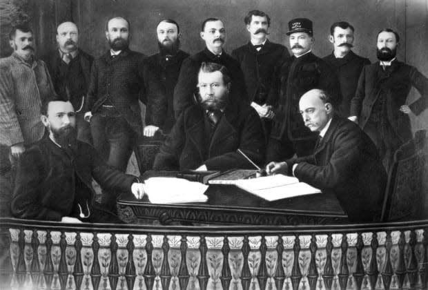 Calgary's first town council is pictured here in 1886. Significantly more men than women have sat on council in Calgary's history. (Glenbow Archives NA-644-30 - image credit)