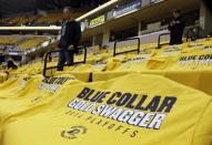 Fans arrive for Game 1 of an opening-round NBA basketball playoff series between the Indiana Pacers and the Atlanta Hawks, Saturday, April 19, 2014, in Indianapolis. (AP Photo/Darron Cummings)