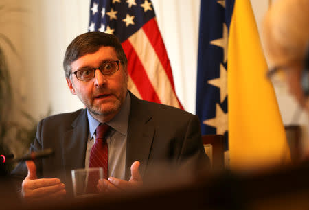 Matthew Palmer, U.S. State Department Director for South Central European Affairs speaks during an interview with Reuters in Sarajevo, Bosnia and Herzegovina December 4, 2018. REUTERS/Dado Ruvic