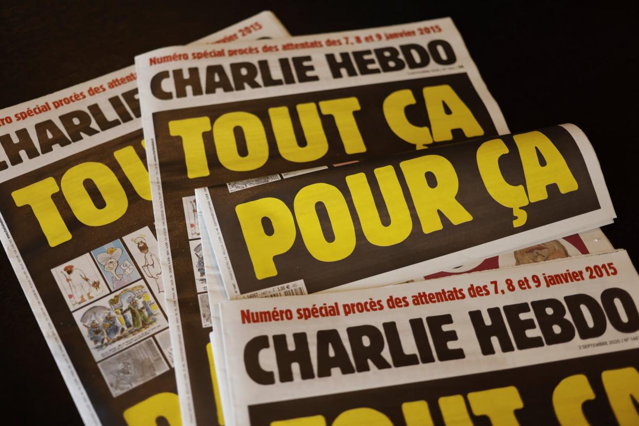 Pour l'ouverture du procès des attentats de janvier 2015, Charlie Hebdo a choisi de republier les caricatures de Mahomet qui en avaient fait la cible des jihadistes.  - AFP