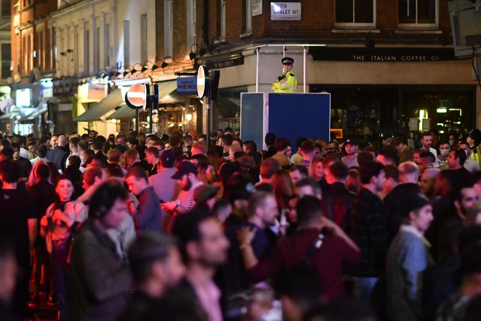 Crowds filled the streets of Soho despite the police presence