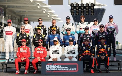 The F1 drivers' end of season photo - Credit: REX