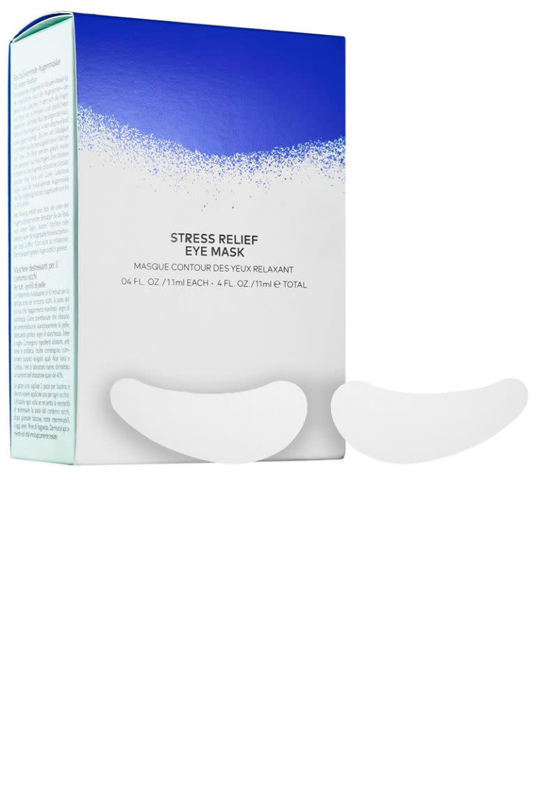 <p>These soothing under-eye masks are like slices of cucumber you can take on a plane. Pop them on for at least ten minutes to prevent puffy, dry skin.</p><p><strong>The Estée Edit</strong>Stress Relief Eye Masks, $42, <a rel="nofollow noopener" href="http://www.sephora.com/stress-relief-eye-mask-P406540?skuId=1802958&icid2=products%20grid:p406540" target="_blank" data-ylk="slk:sephora.com;elm:context_link;itc:0;sec:content-canvas" class="link ">sephora.com</a></p>