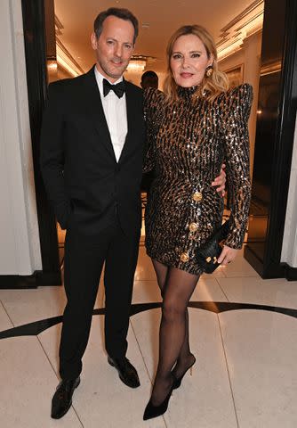 <p>Dave Benett/ Getty Images for Harper's Bazaar</p> Russell Thomas and Kim Cattrall at the Harper's Bazaar Women of the Year Awards 2023