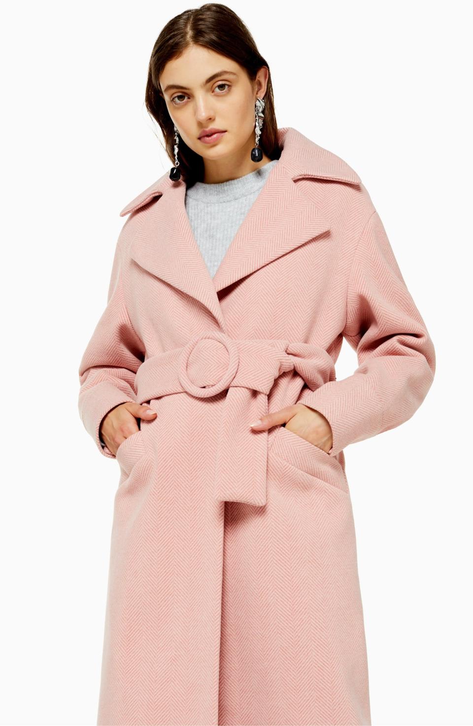 Topshop Melanie Herringbone Trench Coat. (Credit: Nordstrom)