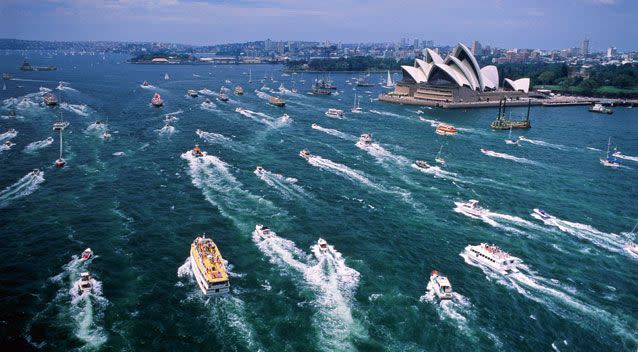 Sydney will have its annual fleet of yachts, tugboats, jetskis and ferries providing an impressive display. Photo: Getty