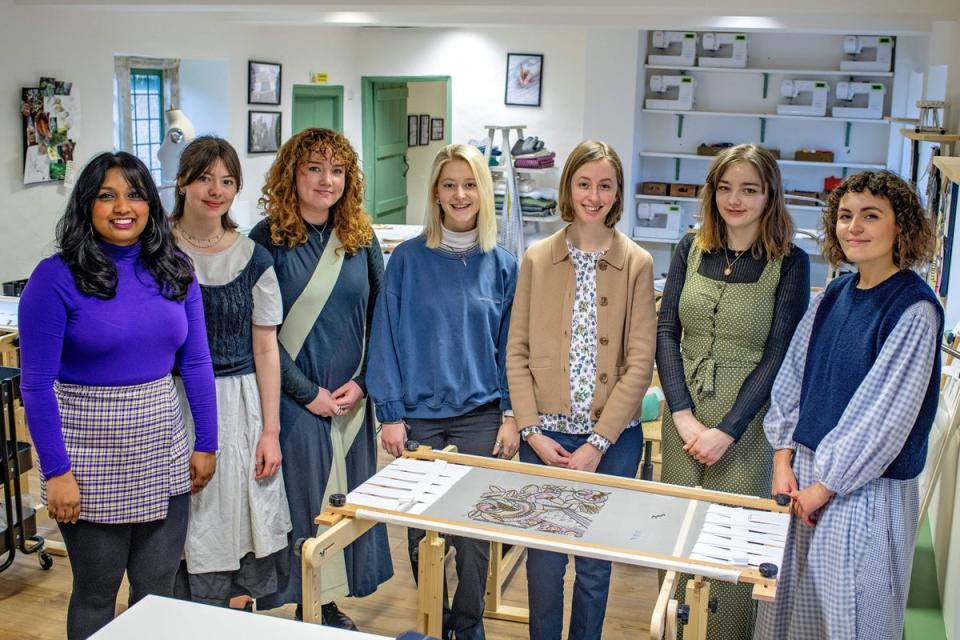 Students of The Prince’s Trust Foundation at the Chanel Metiers d’Arts Training Atelier at Highgrove (PA)