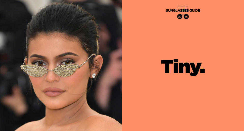 <p>Kylie Jenner joins a league of style icons, including Beyoncé and Bella Hadid, who have embraced this unique trend. To the Met Gala, Jenner wore a pair of tiny crystal sunglasses with a black gown, both by Alexander Wang (the sunglasses a collaboration with Gentle Monster). (Photo: Getty Images; art: Quinn Lemmers for Yahoo Lifestyle) </p>