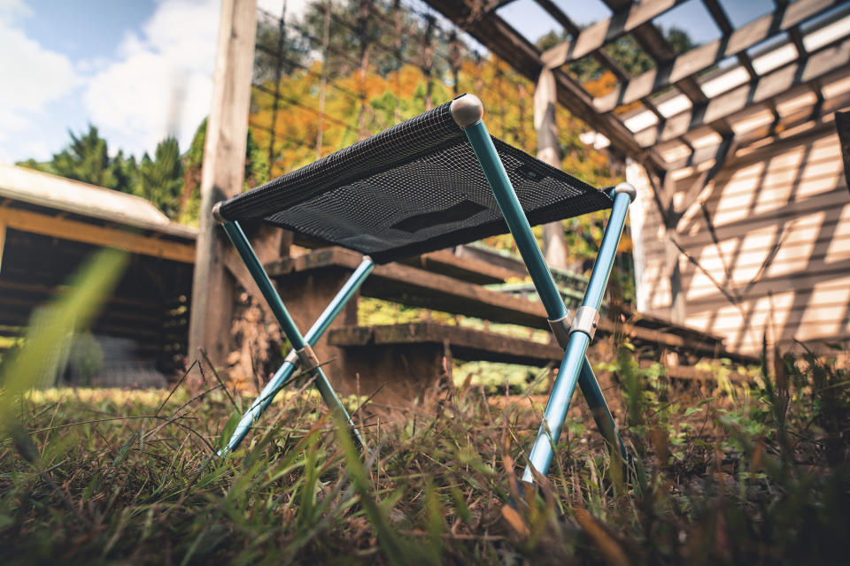 This photo provided by Nocs Provisions shows the Helinox Speed Stool. Birding experts say toting a lightweight, portable stool like this makes a long day of patient waiting for sightings more manageable. (Nocs Provisions via AP)