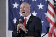 Nebraska Gov. Pete Ricketts address Republican supporters during the election night party in Omaha, Neb., Tuesday, Nov. 6, 2018. (AP Photo/Nati Harnik)