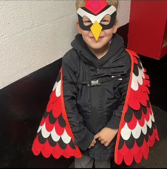 Tate was proud to wear #6 with the Moncton Minor Hockey Association's U7 Blue Jays, but had also enjoyed serving as mascot for his brother Austin's team, the U11 Hawks.