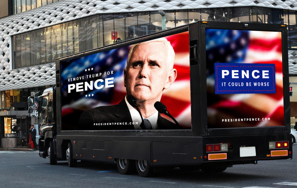 Republicans for the Rule of Law said a truck with anti-Trump messages, like the one mocked up in this supplied image, will be driven around Washington for eight hours on Tuesday. (Photo: Republicans for the Rule of Law)