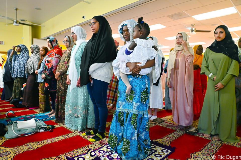 Women take part in the prayer service on April 21 for Eid-ul-fitr, a three-day holiday marking the end of Ramadan, Islam's holy month of fasting. Approximately 800 people attended the service at the Islamic Society of Western Maryland mosque in Hagerstown. A Maryland district court recently ruled that parents do not have "a fundamental right" to avoid school activities that challenge their faith. The legal team for a coalition of Muslims, Jews, Orthodox Christians, evangelicals and others quickly asked the Fourth Circuit Court of Appeals to reconsider decision.