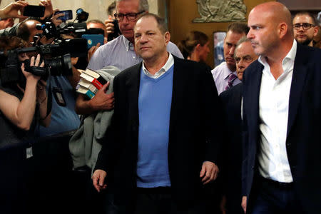 Film producer Harvey Weinstein leaves criminal court following his arraignment in Manhattan in New York, U.S., May 25, 2018. REUTERS/Mike Segar