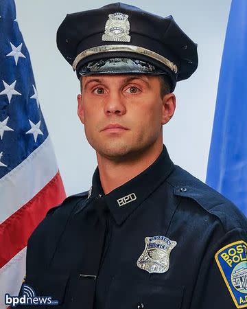 Boston police officer John Moynihan, 34, is seen in an undated picture released by the Boston Police Department in Boston, Massachusetts March 28, 2015. REUTERS/Boston Police Department/Handout