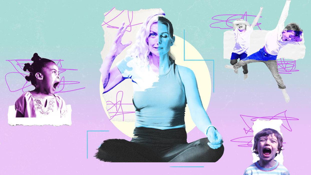 How yoga helped this mom keep her cool. (Image: Getty; illustration by Liliana Penagos for Yahoo)