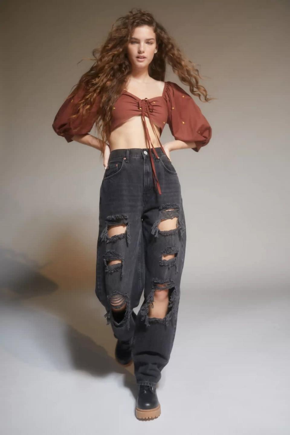 <p>Get yourself a pair of baggy, distressed denim, and thank us later. We want these cool, affordable <span>BDG High-Waisted Baggy Jeans</span> ($49) in every color. Pair them with a tight cropped top and oversize jacket.</p>