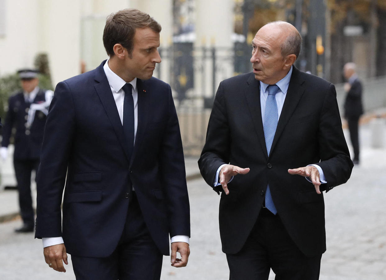 Emmanuel Macron et Gérard Collomn, ici au ministère de l’Intérieur en septembre 2017, avaient noué une relation de proximité qui avait fini par se distandre. 