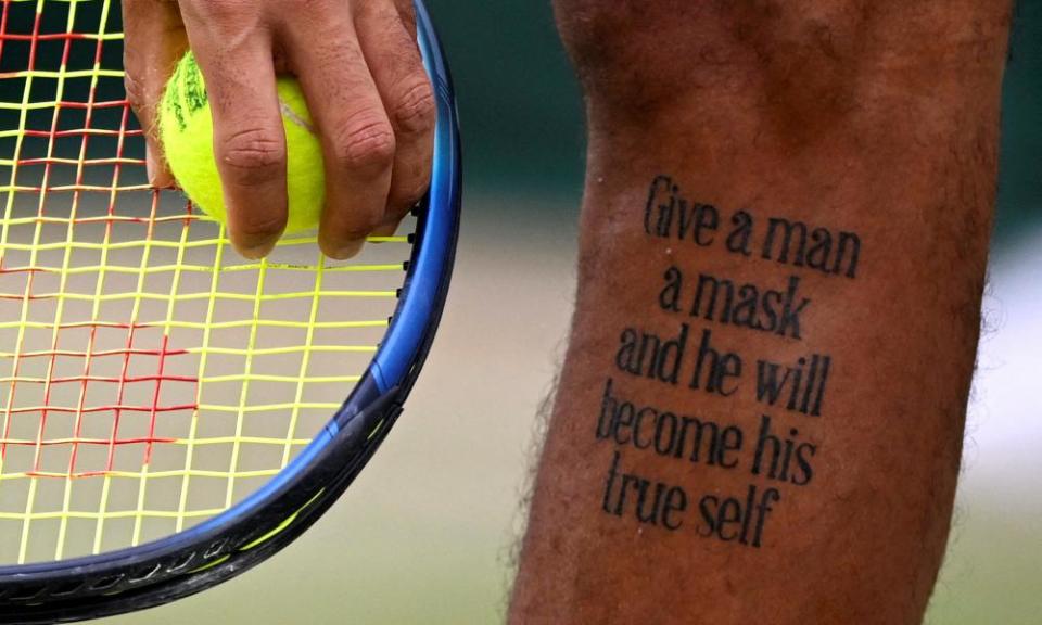 A tattoo on Nick Kyrgios’s leg gives an insight into his personality.