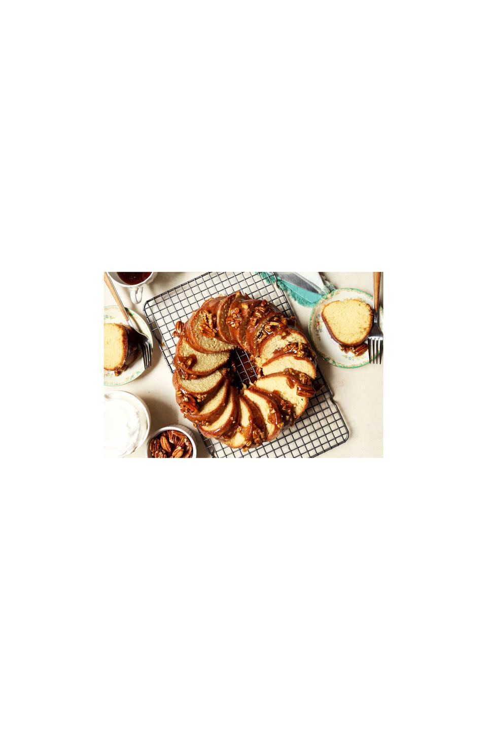 Vanilla Bean Bundt Cake with Pecan Praline Glaze