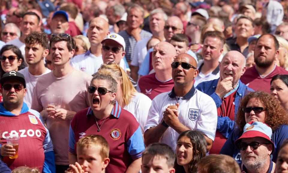 <span>Aston Villa supporters have the chance to show their anger at the club’s European pricing strategy.</span><span>Photograph: Christopher Thomond/The Guardian</span>