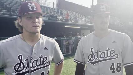 Watch Hunter Hines, Brooks Auger discuss Mississippi State baseball win vs. Vanderbilt