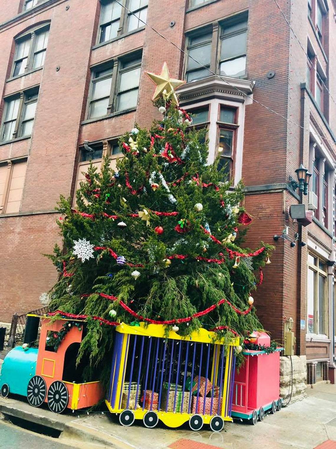 One of the Christmas trees that’s on display in the West Bottoms throughout December. Courtesy of the West Bottoms district.